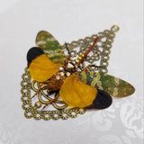 Green and Yellow Lanternfly with Swarovski Crystals