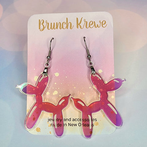 Iridescent Ballon Dog Earrings