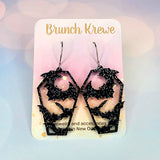 Glittery Batty Coffin Earrings