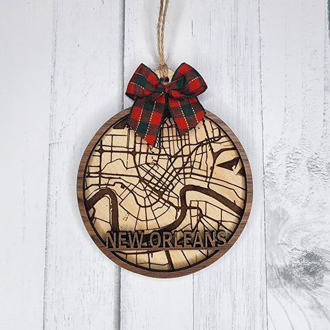 New Orleans Louisiana Map Ornament