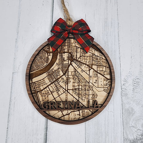 Gretna Louisiana Map Ornament