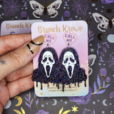 Glittery Ghostface "Call Me" Earrings