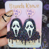 Glittery Ghostface "Call Me" Earrings