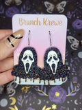 Glittery Ghostface "Call Me" Earrings