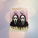 Glittery Ghostface "Call Me" Earrings