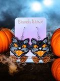 Vintage Inspired Glittery Halloween Cat Earrings