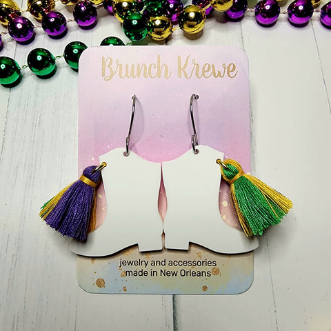 Mardi Gras Majorette Boots Earrings