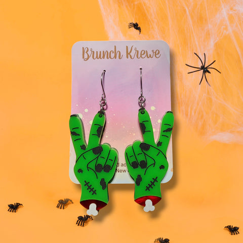 Zombie Peace Sign Earrings