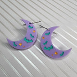 Purple Batty Moon Earrings