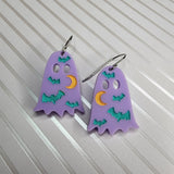 Purple Batty Ghost Earrings