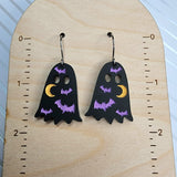 Black Batty Ghost Earrings