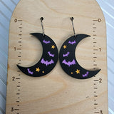 Black Batty Moon Earrings