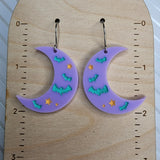 Purple Batty Moon Earrings