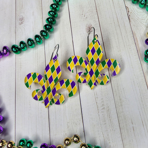 Mardi Gras Fleur De Lis Earrings