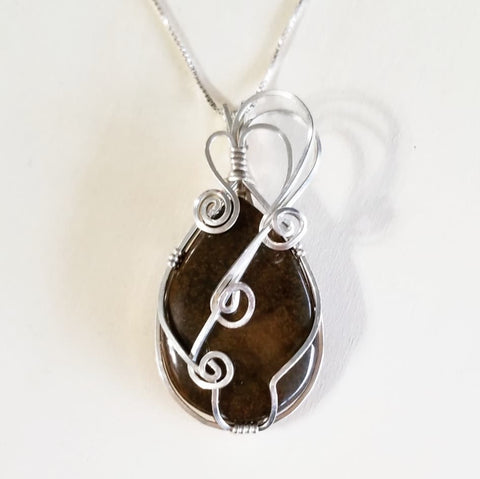 Bronzite and Sterling Silver Pendant on an 18" Sterling Silver Chain