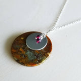 Flame Jasper and Garnet Sterling Silver Pendant on 18" Sterling Silver Chain