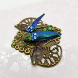 Blue Rainbow Jewel Beetle with Swarovski Crystals