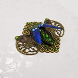 Blue Rainbow Jewel Beetle with Swarovski Crystals