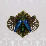 Blue Rainbow Jewel Beetle with Swarovski Crystals