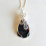 Bloodstone and Sterling Silver Pendant on an 18" Sterling Silver Chain